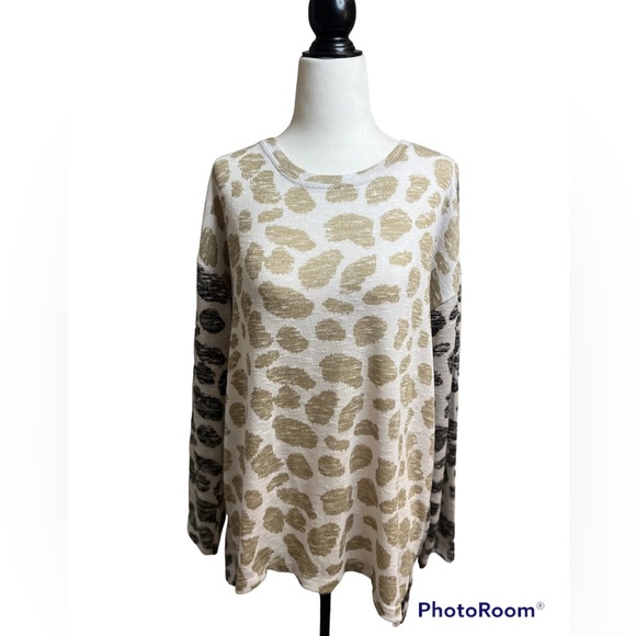 Tribal Jeans lightweight crewneck sweater relaxed fit large cashew black knit - Picture 3 of 14